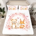 thumbnail image 2 of Castle Fairy Kawaii Bear Rabbits Twin Sheet Sets for Teenagers,Cute Floral Animal Bedding, 2 of 7