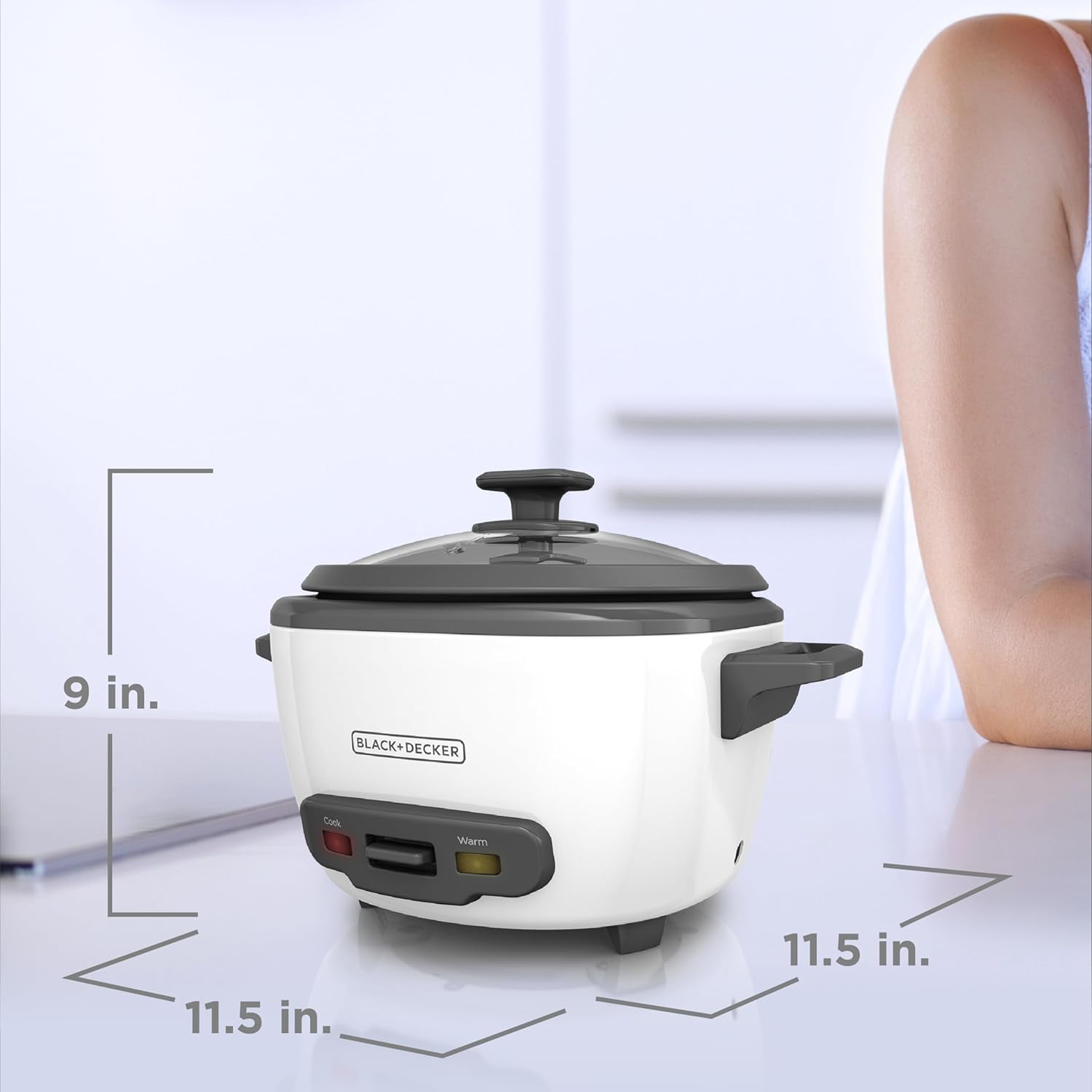 BLACK+DECKER 14-Cup Electric Rice Cooker, White
