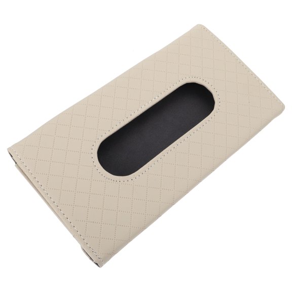 BEADCEST Beige Car Tissue Box Holder 1Pc Sun Visor Mounted Storage Case with Easy Installation and Practical Design