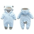 thumbnail image 3 of Generic Baby Clothes Onesies Quick Drying Jumpsuit for Children's Girl Boy Cute Cartoon Bear Ear Coat Footed Hooded Zipper Romper Warm Romper Jacket Outwear Outfits(6-9 Months,Blue), 3 of 5