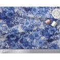 thumbnail image 3 of Soimoi Blue Polyester Crepe Fabric Stripe & Floral Print Fabric by Yard 42 Inch Wide, 3 of 3