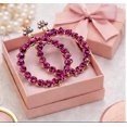 thumbnail image 5 of Fuchsia Crystal Rhinestone Hoop Earrings for Women, Oversized Open Circle Statement Earrings, Lightweight Glam Fashion Jewelry, 5 of 7