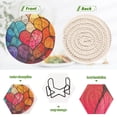thumbnail image 4 of Colored Heart Glass Drink Coasters with Holder Absorbent Coaster for Coffee Table Room Decor 6 Pack, 4 of 7