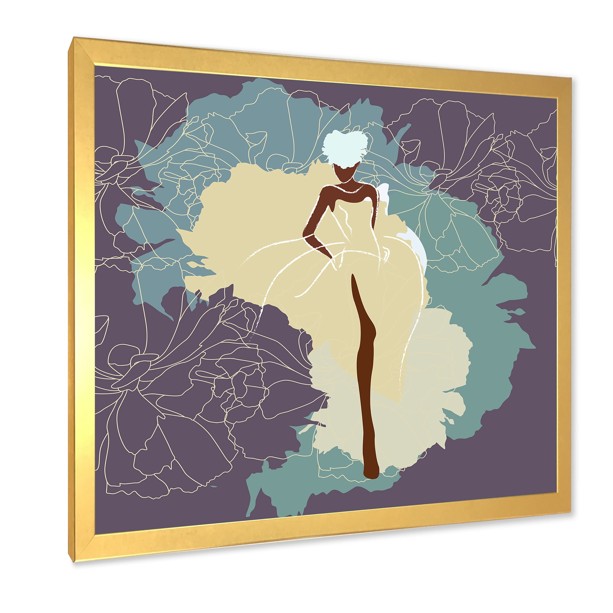 Designart 'Abstract African American Woman In Gorgeous Wedding Dress' Modern Framed Art Print