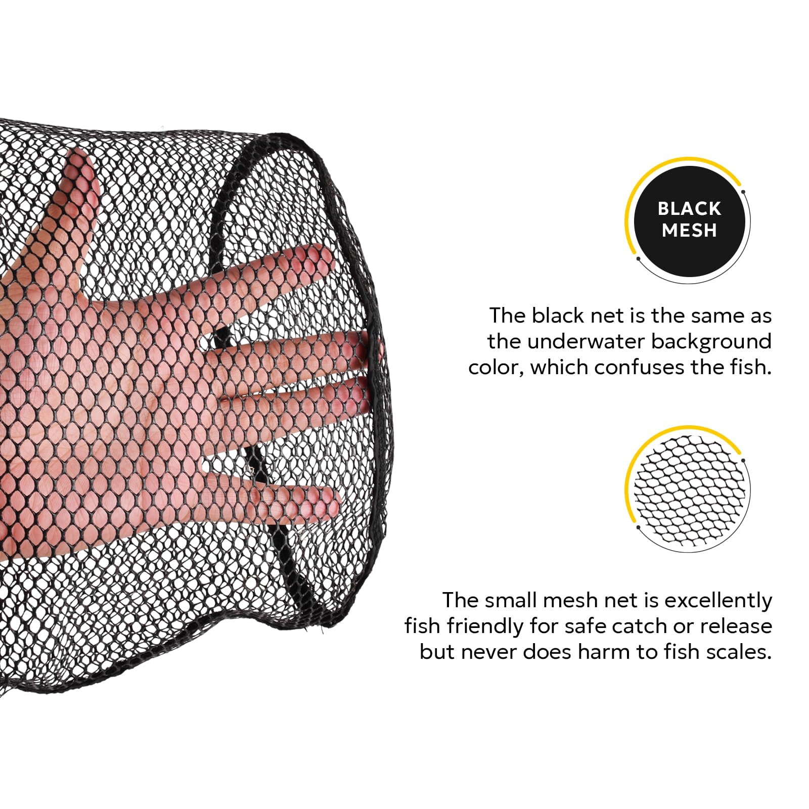 Fly Fishing Landing Net Soft Rubber Mesh Trout Catch And Release