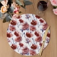 thumbnail image 3 of Red Floral Round 13 Inch Placemats Set of 6, Vintage Cornflower Leaves Rustic Plants HeatResistant Non Slip Place Mats for Dining Table, Wipeable Braided Kitchen Table Mats for Housewarming, 3 of 9