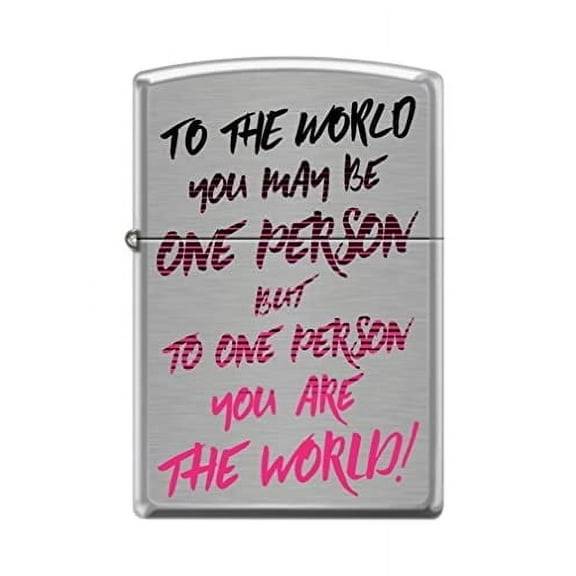 Zippo Lighter- to The World-One Person Brushed Chrome Windproof Lighter #Z5209