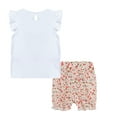 thumbnail image 3 of LittleSpring 18-24 Months Baby Girls Summer Outfits T-Shirt and Shorts Set 2 Piece Outfit Cartton Floral Pattern White, 3 of 6