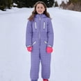 thumbnail image 4 of VKOYWKM Kids Boys Girls One Piece Snowsuits Kids Hooded Waterproof Heavyweight Winter Outdoor Overalls Snowboarding Ski Suits, 4 of 9