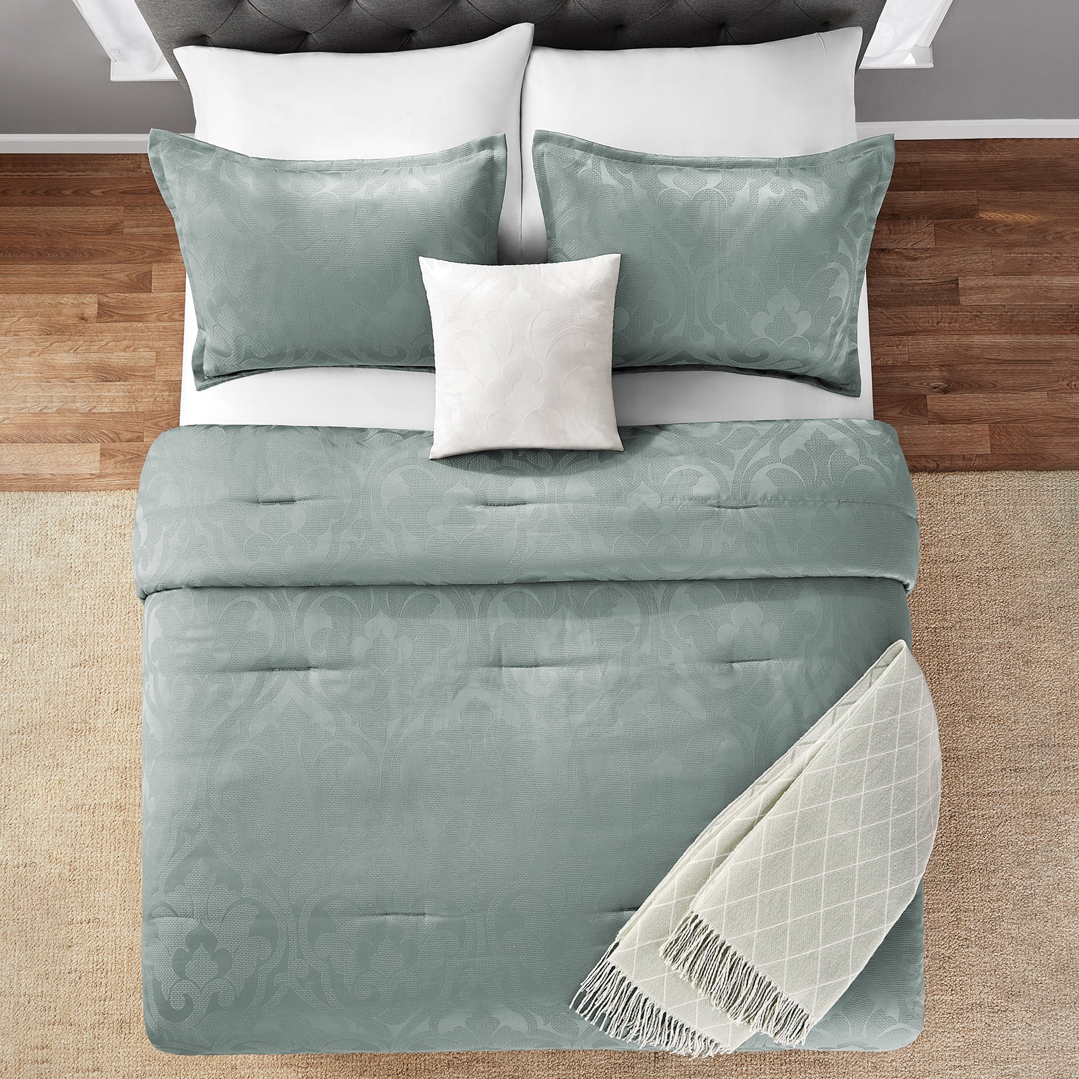 Mainstays 5-Piece Sage Jacquard Comforter Set, Full/Queen