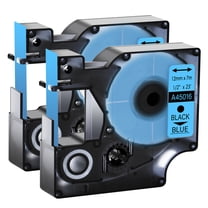 GREENCYCLE 2PK Compatible for DYMO D1 Label Tape 45016 12mm Black on Blue for LabelManager 160 210D 260P 280 360D 420P 450Duo Wireless PnP Colorpop