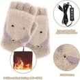 thumbnail image 3 of Gants Chauffants Alimentés USB 5V Mains Doigts Complets et Demi-Doigts Mitaines Tricotées Mignons Gants Chauffants Ours Gants Chauffants pour Femmes Enfants Intérieur Extérieur Conception Lavable Cadeau d'Hiver (Rose), 3 of 7