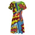 thumbnail image 4 of Colorful Comic Book Panels Dress Fashion Beach Short Sleeve Dresses Female Party Printed Sundress, 4 of 7