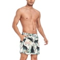 thumbnail image 4 of FORMRS Mens Swim Trunks Mesh Liner Quick Dry Casual Beach Board Shorts with Pockets, Sizes S-2XL, Black Floral Cat Pattern, 4 of 9