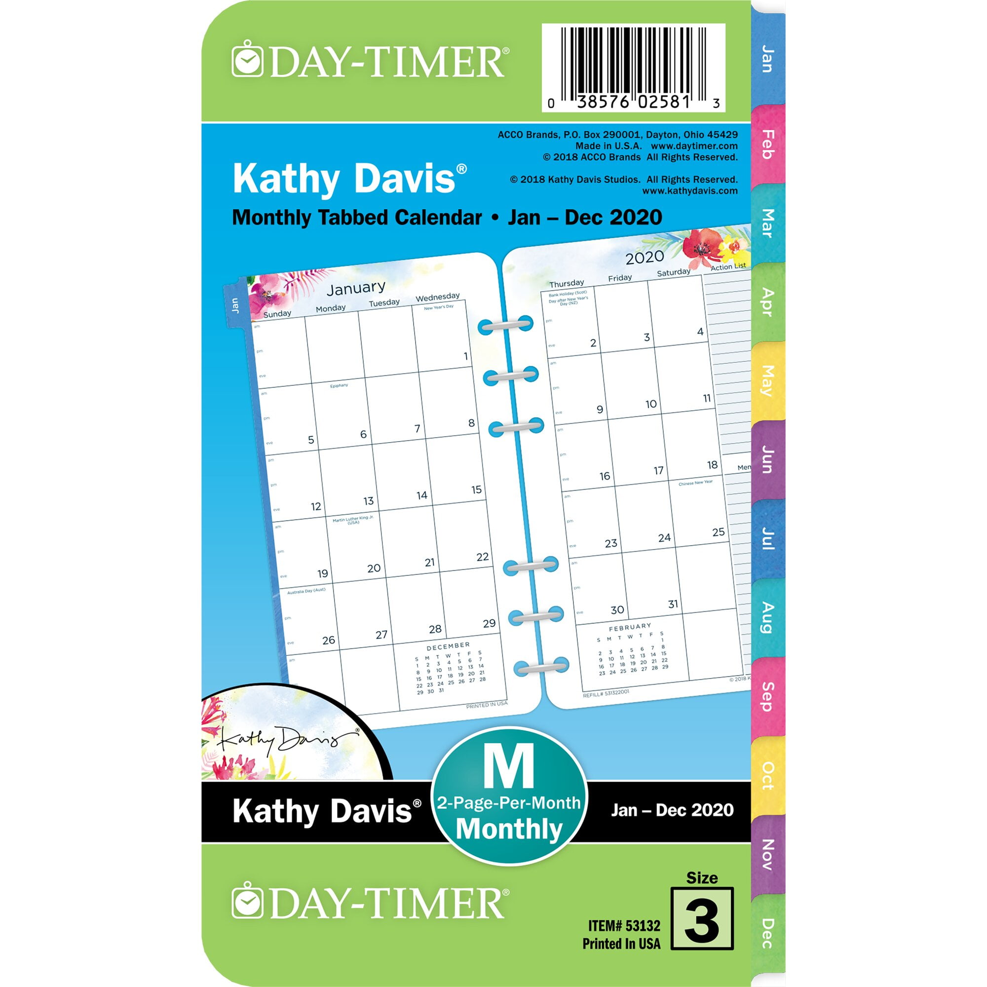 DayTimer Kathy Davis 2PagePerMonth Planner Refill Portable Size