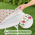 thumbnail image 5 of Lightgreen Daisy Flower Pink Blooms Pattern Round Fitted Tablecloth with Elastic Edge,Dining Table Cover Waterproof,Outdoor Round Tablecloth for Camping,Dining,Indoor and Outdoor, 5 of 7