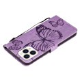 thumbnail image 4 of Nalacover For iPhone 13 Pro Max Case,Luxury 360 Protection Embossed Butterfly PU Leather and Soft TPU Flip Kickstand Magnetic Card Wallet Shockproof Protective Cover with Wrist Strap.Purple, 4 of 9