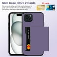 thumbnail image 2 of for iPhone 15 Case with Card Holder Heavy Duty Dual Layer Shockproof iPhone 15 Wallet Case Hidden Card Slot Slim Phone Case for iPhone 15 for Women&Men(Gray Purple), 2 of 14