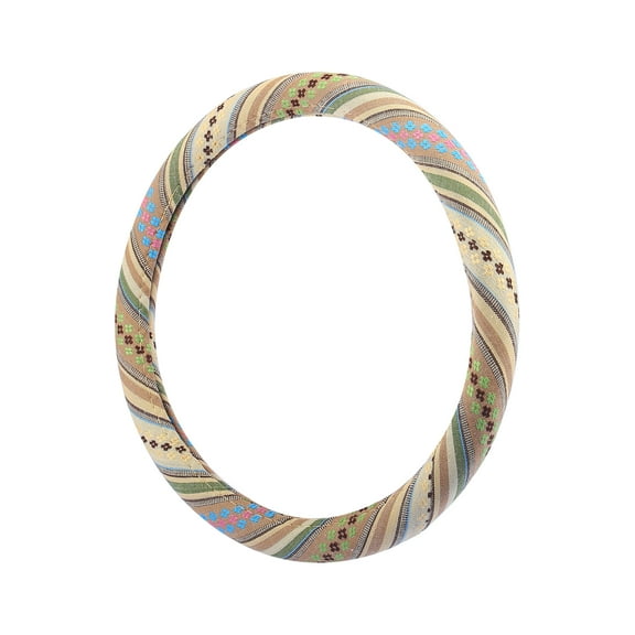 Unique Bargains 14" Ethnic Style Linen Car Steering Wheel Protector Multicolor Printing Pattern