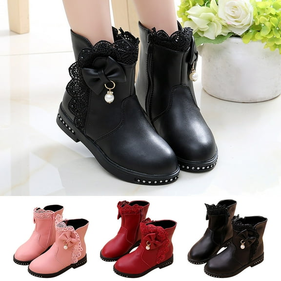 YUGYXL Toddler Infant Kids Baby Girls Boys Warm Boots Lace Up Shoes Short Ankle Booties Shoes Warm and Durable Shoes Kids Ankle Boots Shoes Winter Warmth Black,27