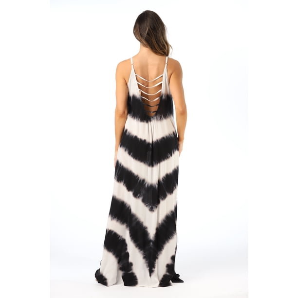 black white tie dye maxi dress Riviera Sun Spaghetti Strap Dress, Women's, Size: 1XL, Color:Space cherry Look Amazing Oh youll Web Collection: Over 133 Long Off-White Wedding Dress