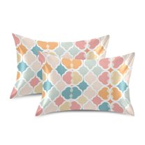 Yayeee Pillowcase Standard Size Set of 2 Satin Wrinkle Resistant Envelope Pillow Case, Pink Abstract Pattern