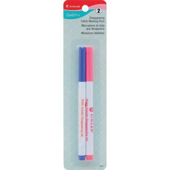 SINGER ProSeries� Watersoluble Disappearing Ink Fabric Marking Pens with Fine Point, Blue and Pink, 2 Pack