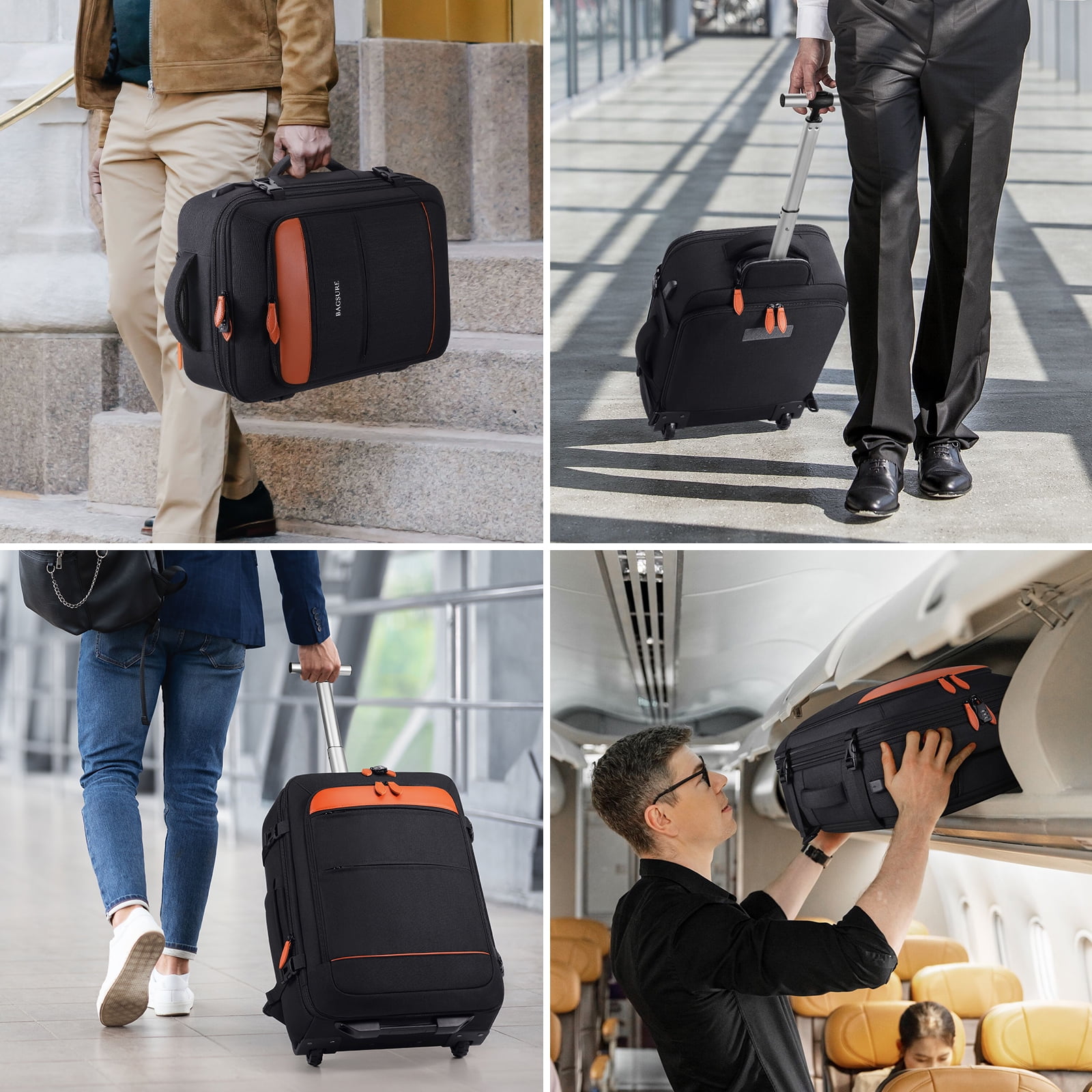UKEIN Rolling Backpack for Adults Backpack with Wheels with USB Charging Port & Combination Lock Roller Backpack with Packing Cubes and Shoe Pocket