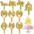 thumbnail image 1 of Adorno para tartas Outus, 150 unidades, acrílico dorado, con forma de feliz cumpleaños, 1 of 6