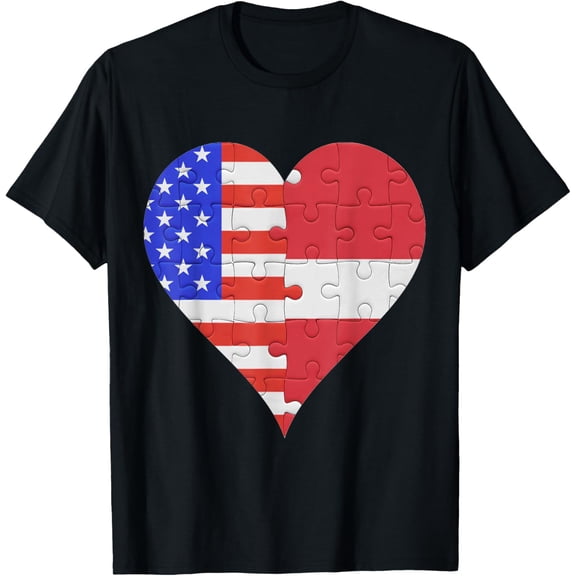 men and women can wear,American Latvian Flag Heart T-Shirt