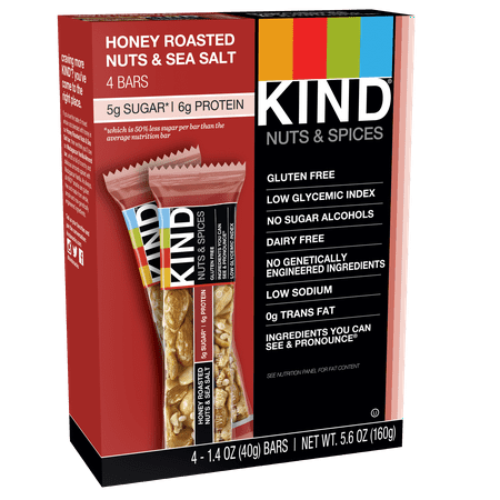 Kind Gluten-Free Honey Roasted Nuts & Sea Salt Bars, 1.4 Oz., 12