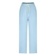 thumbnail image 6 of WIZUTIZ Womens Business Casual Pants Lightweight Leisure Loose Wide Leg Dress Pants Elastic Spandex High Waist Dress Pants Solid Drawstring with Pockets Straight Leg Pants Party Blue, 6 of 6