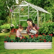 Raised Garden Bed Galvanized Metal Planter Box, 67D x 20W x10H, 7 cu. ft. White