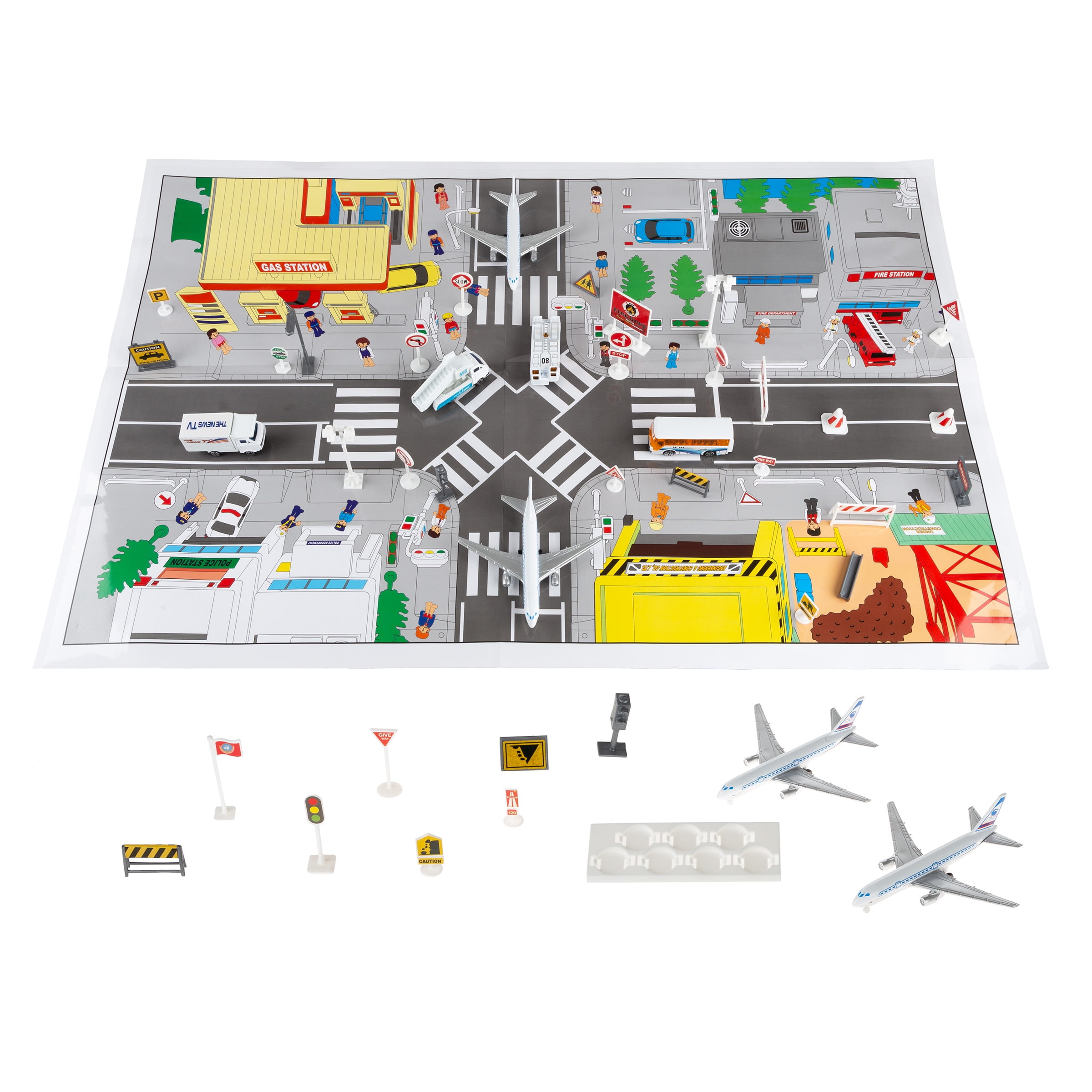 Airport Playset u2013 43 Piece Diecast Set by Hey! Play!