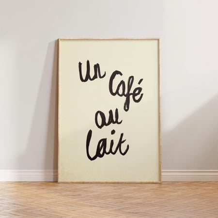 Kitchen Wall Art Vintage Style Print Retro Coffee Wall Art Un Caf&eacute; Au Lait Print French Wall Art Cafe Kitchen Print Typography