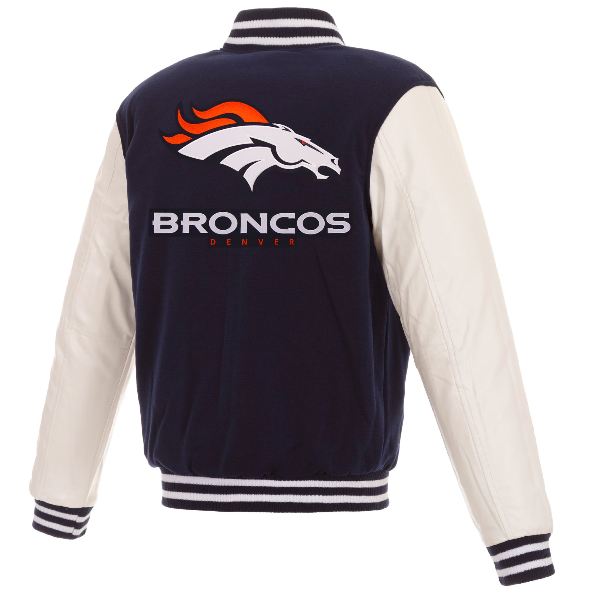 As Is Officially Licensed NFL Men's Faux Leather Varsity Jacket Denver Broncos / M