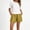 Yellow, variant on Guluxicc 2 Piece Women's Outfit Sets Basic T Shirt Matching Side Slit Shorts Eyelet Embroidery Casual Outfits for Spring and Summer