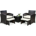 thumbnail image 6 of Patiojoy 5 PCS Patio Rattan Wicker Furniture Set Chair Coffee Table Kit w/Soft Cushion Ottoman White, 6 of 6