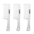 thumbnail image 1 of Tachiuwa 3 Pcs/Set Hairdressing Salon Anti-static handle wide Tooth Hair Comb White, 1 of 9