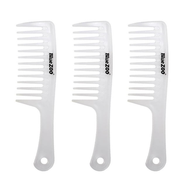 Tachiuwa 3 Pcs/Set Hairdressing Salon Anti-static handle wide Tooth Hair Comb White