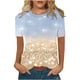 thumbnail image 2 of Fiudx Camisas de Mujer Camiseta Informal de Manga Corta con Cuello Redondo y Estampado a La Moda para Mujer, 2 of 3