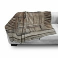 thumbnail image 3 of Rustic Soft Flannel Fleece Throw Blanket, Timber Rustic Door in Wall of an Old Log House Abandoned Building Entrance Gate, Cozy Plush for Indoor and Outdoor Use, 70" x 90", Brown, by Ambesonne, 3 of 6