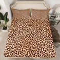 thumbnail image 3 of Homewish Cheetah Leopard Print Twin Sheet Sets, Brown Stripes Lines Twin Fitted Sheet, Modern Fashion Style Flat Sheet, Super Cozy Room Decor, 3-Piece, 3 of 8
