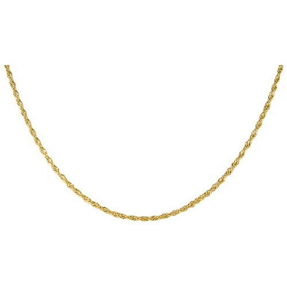 Brilliance Fine Jewelry 10K Yellow Gold Diamond Cut Singapore Chain Necklace, 20"