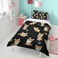 thumbnail image 4 of Cute Cartoon Corgi Duvet Cover and Pillowcase Set for Single Bedding, Bedroom Accessories for Kids Teens, 4 of 5