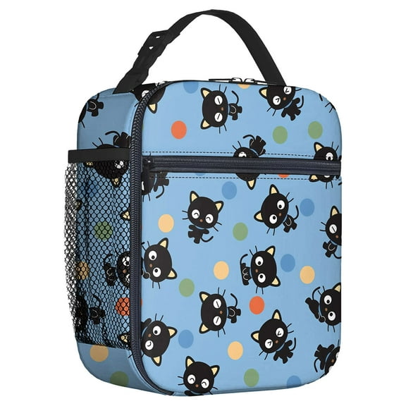 For Chococat Cartoon Themed Insulated Lunch Bag – Reusable Water Resistant Cooler Tote, with Mesh Side Pocket and Zipper, Lunch Box Size 8.66x4.33x10.24 Inch Suitable for Camping, Trips, Picnics