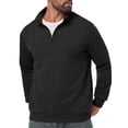 thumbnail image 4 of JWD Mens Quarter Zip Pullover Mock Neck Long Sleeve Casual Sweatshirt Lightweight Knit Top Black M, 4 of 8