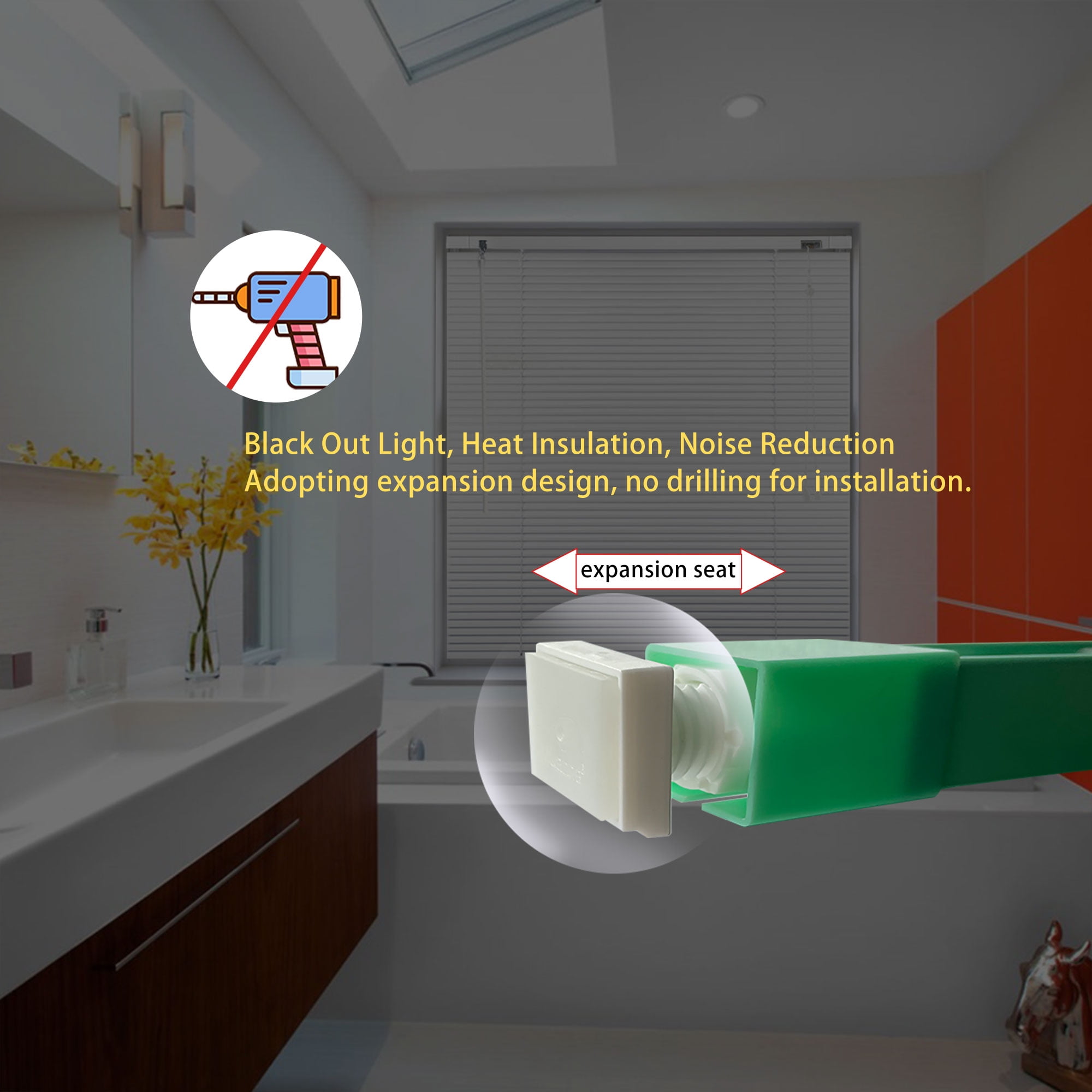 No Tool Cordless Horizontal Window Blinds - Easy Install, Waterproof & Kitchen-Friendly, Perfect for Bathroom, Rental, Nursery & Office-Champagne-20 1/2"W x 60"L-Custom Size