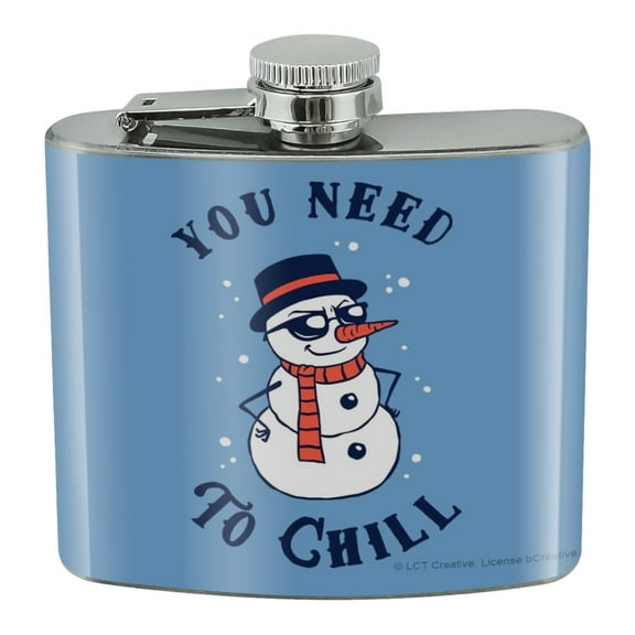 You Need To Chill Snowman Funny Humor Stainless Steel 5oz Hip Drink Kidney Flask