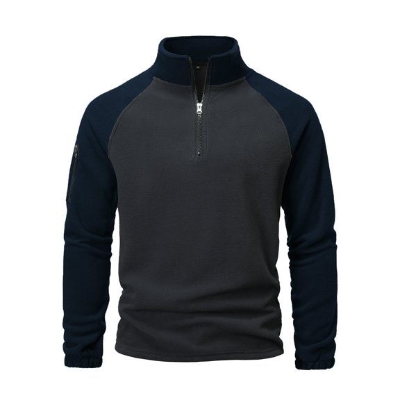 LIaqionyy Men's Quarter Zip Thermal Pullover Fleece Mock Neck Long Sleeve Sweatshirt with Zipper Pocket